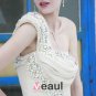 Silk Charmeuse Beading Pleated One Shoulder Floor Length Evening Dresses