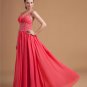 Chiffon Halter Beading Pleated Floor Length Evening Dresses