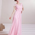Fashion Tencel Charmeuse Beaded V Neck Floor Length Evening Dress
