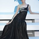 Strapless One Shoulder Beading Draped Zipper Sleeveless Chiffon Woman Evening Dresses
