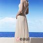 Halter Neckline Floor Length Short Sleeve Beading Flower Empire Tencel Woman Evening Dress