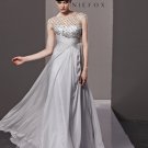Scoop Neck Rhinestone Sleeveless Button Floor Length Tencel Woman Evening Dress