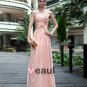Silk Jewel Drape Applique Floor Length Evening Dress