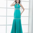 Trumpet Jewel Silk Beading Floor Length Evening Dresses
