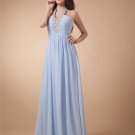 Junoesque A-Line Halter Floor Length Chiffon Women's Evening Dress