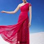 Sloping Floor Length Beading Pleated Tencel Women Evening Dress