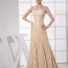 Strapless Ruffle Sleeveless Zipper Floor Length Empire Chiffon Lace Woman Evening Dress