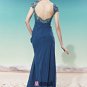 Floor Length Short Sleeve V Neck Beading Composite Filament Empire Woman Evening Dress