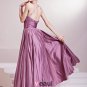 Fashion Satin Charmeuse Gauze Beaded Halter Floor Length Evening Dress