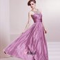 Fashion Satin Charmeuse Gauze Beaded Halter Floor Length Evening Dress