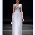 Empire V Neck Sleeveless Floor Length Bead Satin Evening Dresses