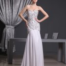 Fashion Chiffon Charmeuse Silk Beaded Jointing Sweetheart Court Train Sleeveless Women Evening Dress