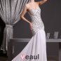 Fashion Chiffon Charmeuse Silk Beaded Jointing Sweetheart Court Train Sleeveless Women Evening Dress