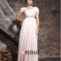 Floor Length Tencel V-Neck Zipper Short Sleeve Evening Dresses