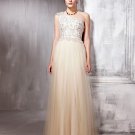 Diamond Tulle Charmeuse Beading Pleated One Shoulder Floor Length Evening Dresses
