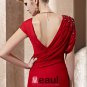 V Neck Beading Ruffle Short Sleeve Floor Length Composite Filament Woman Evening Dress