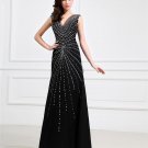 Junoesque Tulle V Neck Floor Length Sheath Women's Evening Dress