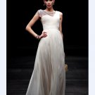 Empire One Shoulder Sleeveless Floor Length Bead Satin Chiffon Evening Dresses