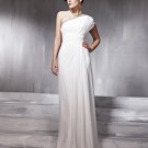 Chiffon Charmeuse Beading Layered Ruffle One Shoulder Floor Length Evening Dresses