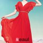 V Neck Rhinestone Ruffle Short Puff Sleeve Backless Floor Length Tencel Woman Evening Dresses