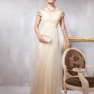 Beading Layered V Neck Floor Length Evening Dresses