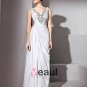 Floor Length V-Neck Sleeveless Tencel Evening Dresses