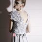 Cloth Tulle Charmeuse V-neck Bead Floor Length Evening Dress