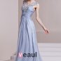 V Neck Sleeveless Floor Length Flowers Beading Tencel Empire Woman Evening Dress