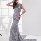 Fashion Sequin Lace Imitation Silk Jewel Floor Length Celebrity Dress