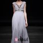 Empire V Neck Sleeveless Floor Length Bead Satin Composite Filament Evening Dresses
