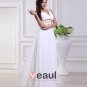 Elegant Floor Length V Neck Pleated Chiffon Beading Flowers Women Evening Dress