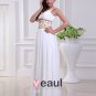 Elegant Floor Length V Neck Pleated Chiffon Beading Flowers Women Evening Dress