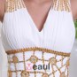 Elegant Floor Length V Neck Pleated Chiffon Beading Flowers Women Evening Dress