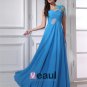 One Shoulder Floor Length Feather Beading Pleated Chiffon Women Evening Dress