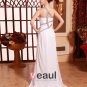 Sloping Chiffon Beading Ruffle Floor Length Evening Dresses