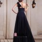 Sleeveless Chiffon Beading Ruffles Flowers One Shoulder Floor Length Evening Dresses
