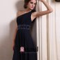 Sleeveless Chiffon Beading Ruffles Flowers One Shoulder Floor Length Evening Dresses
