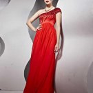 Silk Ruffle Sloping Floor Length Evening Dresses