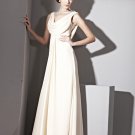 Floor Length V-Neck Sleeveless Silk Satin Collect Waist Evening Dresses