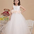 Tulle Pleated Hand Flower Floor Length Flower Girl Dresses 2214120078