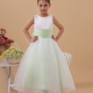 Taffeta Organza Layered Sash Roune Neck Floor Length Flower Girl Dresses 2214120074