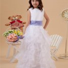 Round Neck Layered Yarn Floor Length Flower Girl Dresses 2214120046