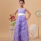 Cute Ball Gown Spaghetti Straps Ankle-Length Satin Organza Applique Beading Flower Girl Dress 221412