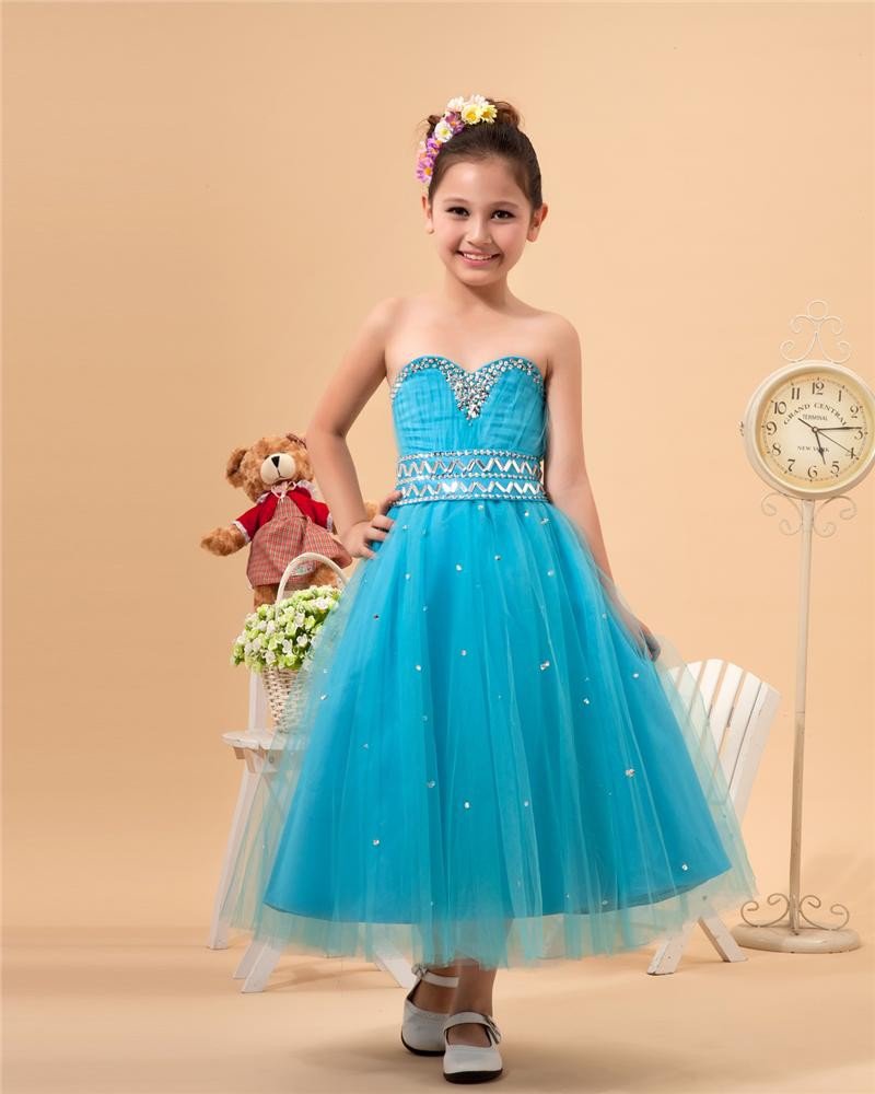 Satin Organza Sewing Beads Flower Girl Dresses 2214120062