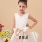 Charmeuse Round Neck Knee Length Flower Girl Dresses 2214120012
