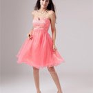 A-Line Strapless Beads Knee-Length Graduation Dress
