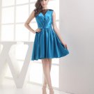 Jewel Thigh Length Beading Pleated Imitation Silk Tulle Women Graduation Dress