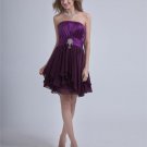 Charmeuse Chiffon Ruffle Strapless Knee-Length Graduation Dress