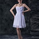 Chiffon Flower Ruffle Strapless Thigh Length Graduation Dresses