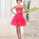 Organza Satin Silk Beading Sweetheart Sleeveless Backless Zipper Mini Pleated Homecoming Dress